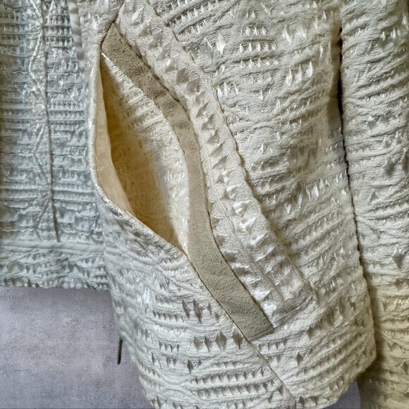 IRO Womens Felicity Jacket Ivory Size 8 ASO Kendall Jenner Silk Rocker Moto Edgy - Picture 9 of 16
